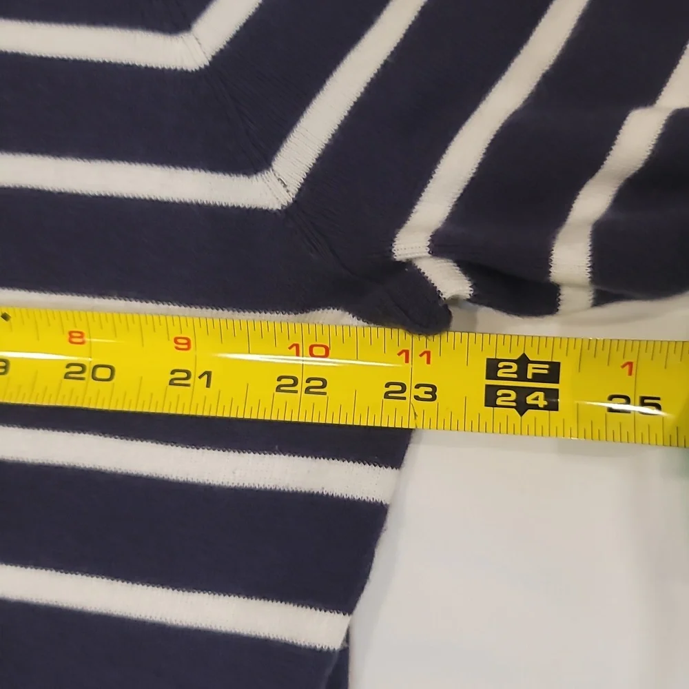 Polo Ralph Lauren Navy Orange Logo Striped Cotton Knit Sweater Men’s Large L - Picture 6 of 7